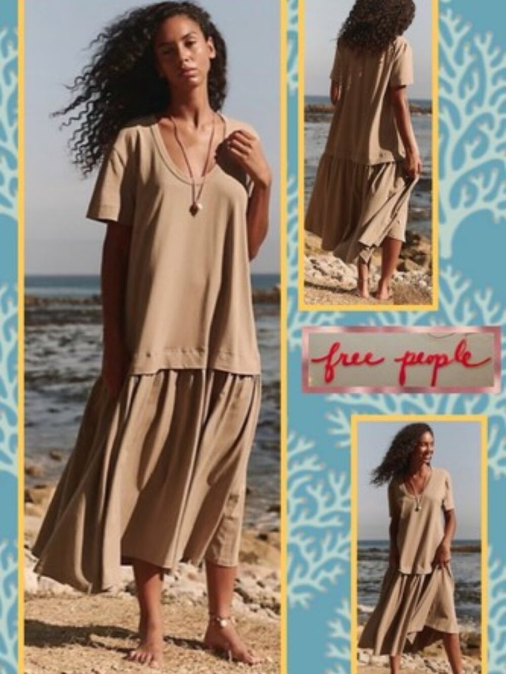 NWT Free People Beach ~ Herron Drop Waist Maxi Dress ~ Size Large ~ $88